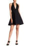 Halston Heritage 161406 Women's Sleeveless Halter A-line Dress Black Sz. 2