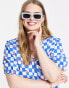 Фото #6 товара Noisy May Curve smock mini dress in blue checkerboard