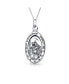 ფოტო #1 პროდუქტის Parton Of Safe Travel "Protect Us" Medal Medallion Oval Saint Christopher Pendant Necklace For Women .925 Sterling Silver