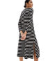 New Look striped long sleeved tshirt midi dress in black