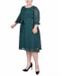 Фото #3 товара Plus Size 3/4 Sleeve Belted Swiss Dot Dress