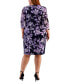 Фото #5 товара Plus Size Floral-Print 3/4-Sleeve Faux-Wrap Dress