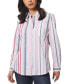 ფოტო #1 პროდუქტის Petite Striped Oversized Button-Down Cotton Shirt