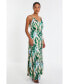 Women's Tropical Print Satin Maxi Dress