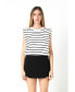 Фото #2 товара Women's Stripe Sleeveless Pleated Knit Top