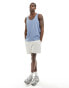 ASOS DESIGN 2 pack vests in grey marl and mid blue