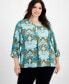 Фото #1 товара Plus Size Ornate Horizons Utility Top, Created for Macy's