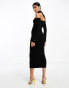 Фото #6 товара Pretty Lavish cut-out knit maxi dress in black