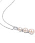 Фото #3 товара Macy's cultured Freshwater Pearl (6 - 8-1/2mm) & Diamond (1/20 ct. t.w.) Graduated Pendant Necklace in Sterling Silver