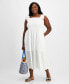 Фото #1 товара Plus Size Woven Solid Smocked Ruffled Midi Dress, Created for Macy's