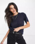 Фото #1 товара ASOS DESIGN crew neck relaxed t-shirt in texture in navy