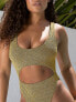 Wolf & Whistle X Malaika Terry Fuller Bust cut out swimsuit in metallic gold