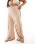 ASOS DESIGN Curve jersey palazzo beach trouser in cream Бежевый, EU 56 - фото #3