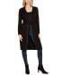 ფოტო #1 პროდუქტის Black Label Women’s Rhinestone-Trim Belted Duster Cardigan ZIP UP sweater