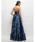 ფოტო #2 პროდუქტის Women's Navy Rose Damask Strapless Cat-Eye Bodice Maxi Dress with Ruffle Hem