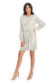 Фото #1 товара Maggy London 301550 Women's Sequin Stretch Bishop Sleeve Shift Silver Size 6