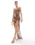 Фото #2 товара Jaded Rose backless satin maxi dress in leopard print