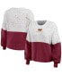 ფოტო #1 პროდუქტის Women's White, Burgundy Washington Commanders Lighweight Modest Crop Color-Block Pullover Sweater