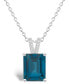 ფოტო #1 პროდუქტის Women's London Blue Topaz (4-1/4 ct.t.w.) and Diamond Accent Pendant Necklace in Sterling Silver