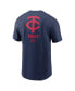 Men's Navy Minnesota Twins Large Logo Back Stack T-Shirt Синий, XL - фото #2