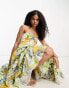 Фото #4 товара ASOS DESIGN twist front tiered babydoll voile maxi dress with frills and hi low hem in floral print