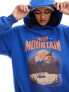 Cotton:On classic fit hoodie with retro Mountain graphic in blue