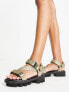 Фото #4 товара AllSaints chunky sandals with tonal logo straps in olive