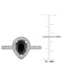 ფოტო #6 პროდუქტის Black Diamond (1 ct. t.w.) & White Diamond (1/4 ct. t.w.) Pear-Cut Halo Engagement Ring in 14k White Gold