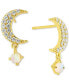 ფოტო #1 პროდუქტის Simulated Opal (1/2 ct. t.w.) & Cubic Zirconia Crescent Drop Earrings in 18k Gold-Plated Sterling Silver, Created for Macy's