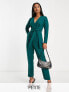 Фото #1 товара Closet London Petite tie waist kimono jumpsuit in emerald