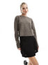 Weekday Ayla knitted jumper in dark taupe melange