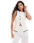 ASOS DESIGN knitted asymmetric waistcoat in colourblock in mono