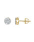 Round Cut Natural Certified Diamond (0.52 cttw) 14k Yellow Gold Earrings Semi Cluster Design