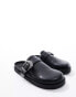 Pull&Bear western buckle clog in black