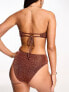 Miss Selfridge glitter twist detail highwaist bikini bottom in bronze