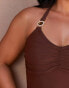 Moda Minx Curve X Bernadette Afia Amour ruched swimsuit in coffee