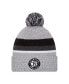 Men's Heather Gray Brooklyn Nets Stripes Cuffed Knit Hat with Pom