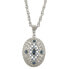 ფოტო #1 პროდუქტის Silver-Tone Dark and Light Blue Crystal Filigree Oval Pendant Necklace 16" Adjustable