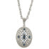 2028 silver-Tone Dark and Light Blue Crystal Filigree Oval Pendant Necklace 16" Adjustable