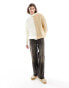 ASOS DESIGN knitted relaxed roll neck jumper in beige and grey splice