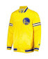 ფოტო #3 პროდუქტის Men's Gold Golden State Warriors Slider Satin Full-Snap Varsity Jacket