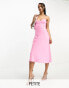 Фото #1 товара Only Petite – Midi-Slipkleid aus Satin in Rosa