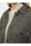 Önden Düğme Kapamalı Desenli Uzun Kollu Tüvit Kadın Gömlek Ceket