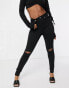 Фото #1 товара NA-KD highwaist skinny ripped jean in black - BLACK