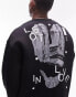 Topman oversized fit sweatshirt with front and back lost in love print in black