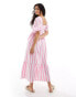 Фото #3 товара Nobody's Child Elsa midaxi dress in pink stripe