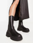 Фото #2 товара New Look chunky calf flat boots with extreme cleated sole in black