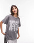 Фото #2 товара Topshop graphic 1982 blurred oversized tee in washed black