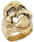 Men's Cubic Zirconia Skull Ring in Yellow Ion-Plated Stainless Steel