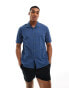 Фото #2 товара Ben Sherman short sleeve plain seersucker relaxed fit top in dark blue